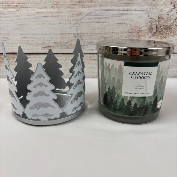 Sonoma Celestial Cypress Jar Candle and Metal Christmas Tree Holder - Picture 1 of 6